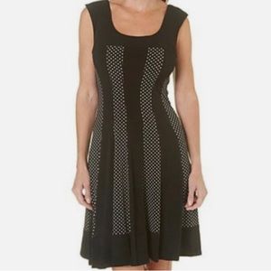 Connected dress, black and white polka dots/ striped dress